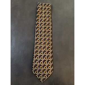 Ermenegildo Zenga Men’s Brown Orange Blue Geometric 100% Silk 4” Italian EUC